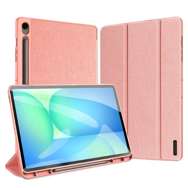 Dux Ducis - Samsung Galaxy Tab S10 FE+ Hülle - Leder Smart Flip Case - Domo Series - pink