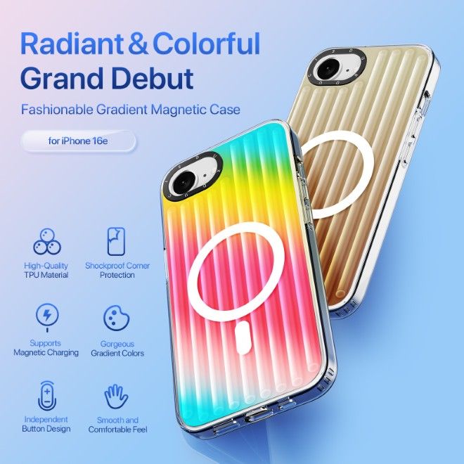 Dux Ducis - iPhone 16e Hülle - PET, TPU und PC Hardcase - mit MagSafe - Zest Series - Rainbow