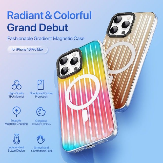 Dux Ducis - iPhone 16 Pro Max Hülle - PET, TPU und PC Hardcase - mit MagSafe - Zest Series - Rainbow
