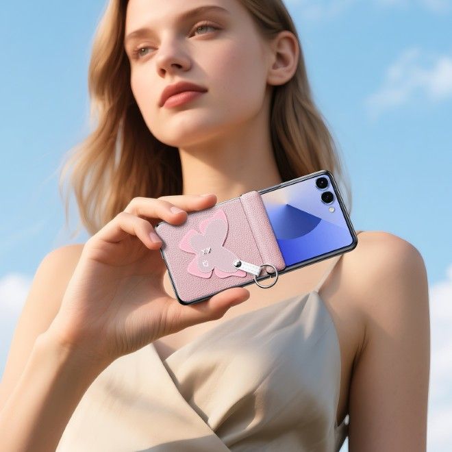 Dux Ducis - Samsung Galaxy Z Flip7 Hülle - Leder Hardcase - Luvy Series - pink