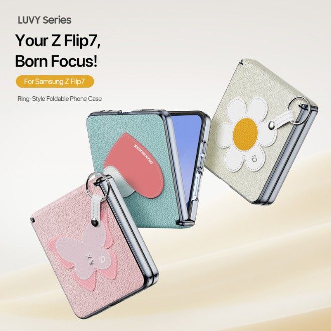 Dux Ducis - Samsung Galaxy Z Flip7 Hülle - Leder Hardcase - Luvy Series - weiss