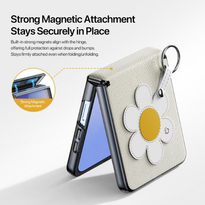 Dux Ducis - Samsung Galaxy Z Flip7 Hülle - Leder Hardcase - Luvy Series - weiss