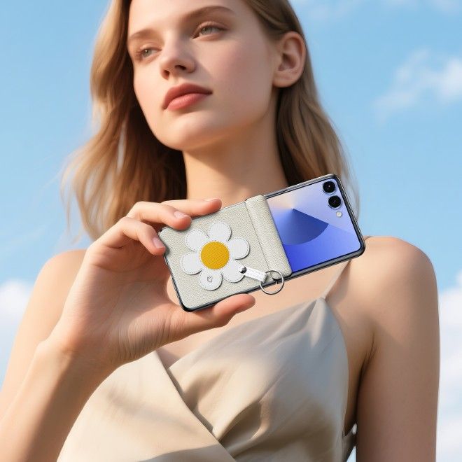 Dux Ducis - Samsung Galaxy Z Flip7 Hülle - Leder Hardcase - Luvy Series - weiss