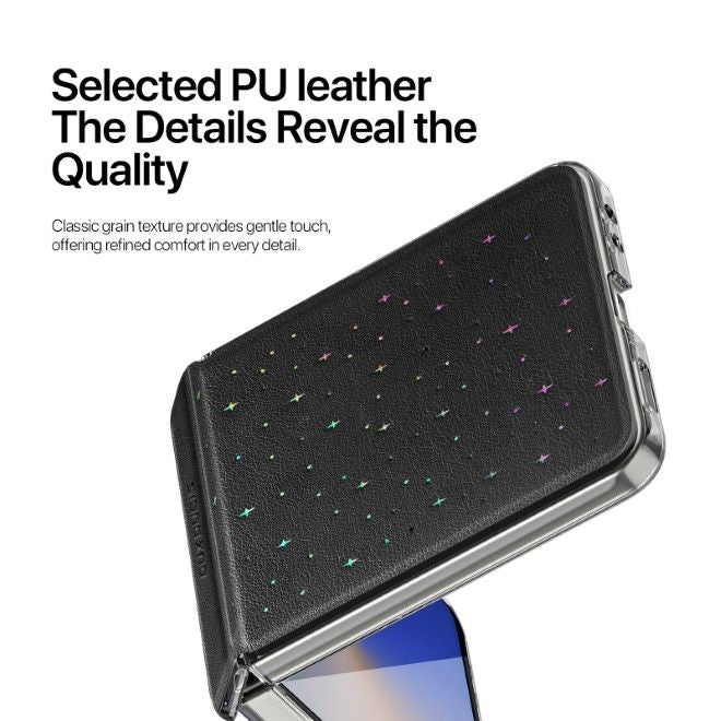 Dux Ducis - Samsung Galaxy Z Flip7 Hülle - Leder Hardcase - Stex Series - schwarz