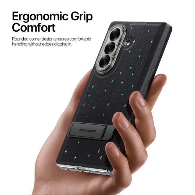 Dux Ducis - Samsung Galaxy Z Fold7 Hülle - Leder Hardcase - Stex Series - schwarz