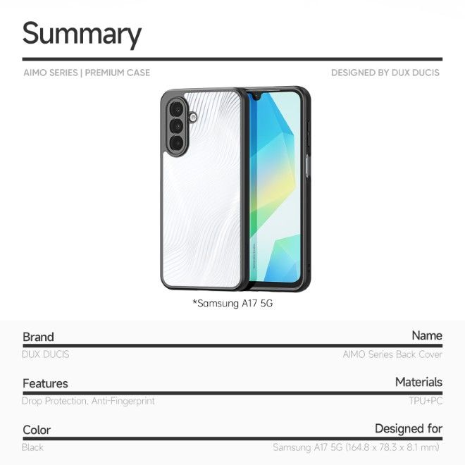 Dux Ducis - Samsung Galaxy A17 5G Hülle - Hardcase - Aimo Series - schwarz