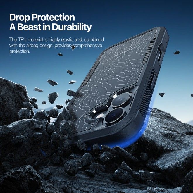 Dux Ducis - iPhone 17 Hülle - Robustes TPU und PC Case - 3m Fallsicher - Shld Series - Contour Muster