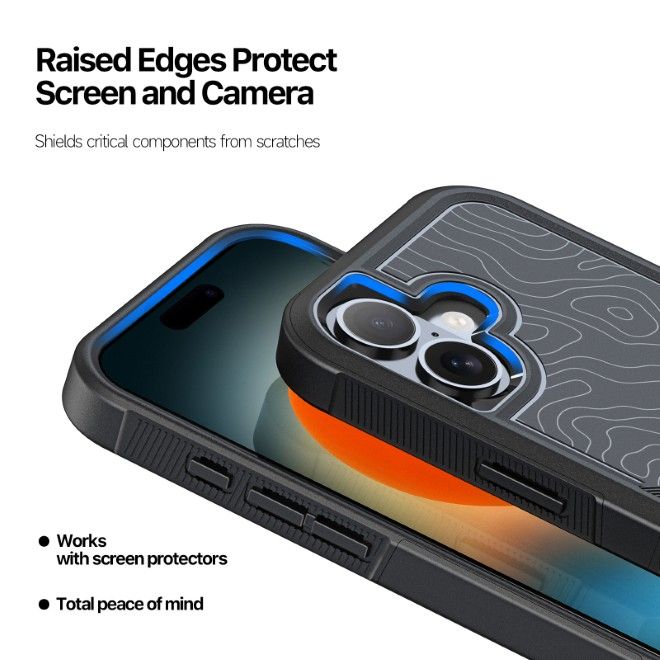 Dux Ducis - iPhone 17 Hülle - Robustes TPU und PC Case - 3m Fallsicher - Shld Series - Contour Muster