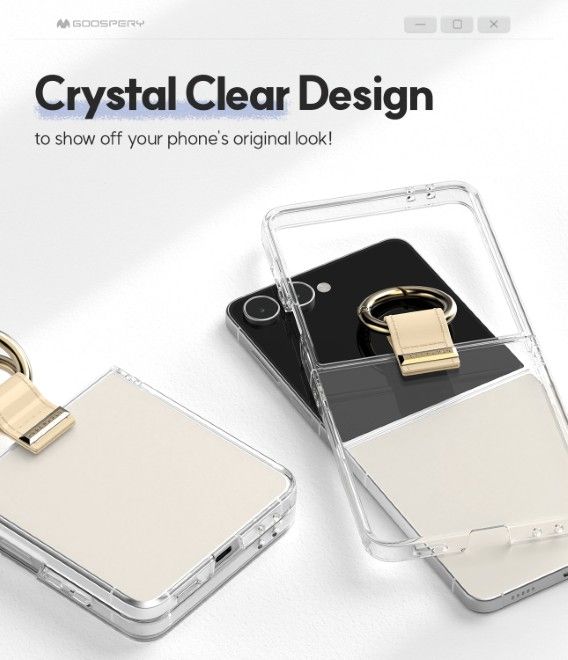 Goospery - Samsung Galaxy Z Flip7 Hülle - Golden Bell Clear Case Series - beige