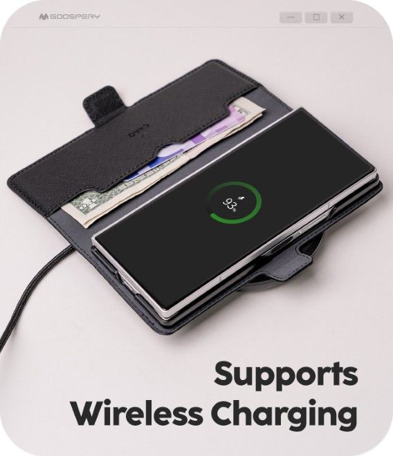 Goospery - Samsung Galaxy Z Fold7 Hülle - Premium Diary Case Series - schwarz