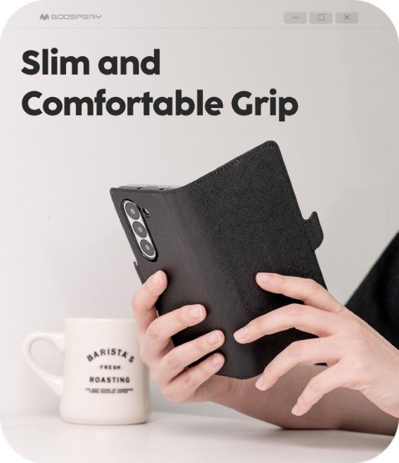 Goospery - Samsung Galaxy Z Fold7 Hülle - Premium Diary Case Series - schwarz