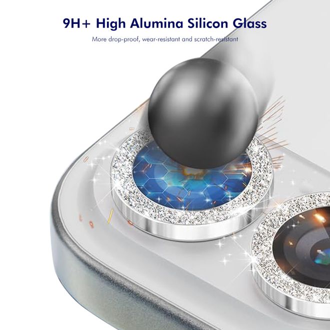 Enkay - iPhone 17 Kamera Glas - Glitter Metall Ring - schwarz
