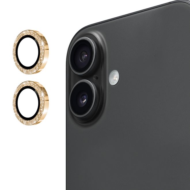 Enkay - iPhone 17 Kamera Glas - Glitter Metall Ring - gold