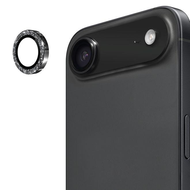 Enkay - iPhone Air Kamera Glas - Glitter Metall Ring - schwarz