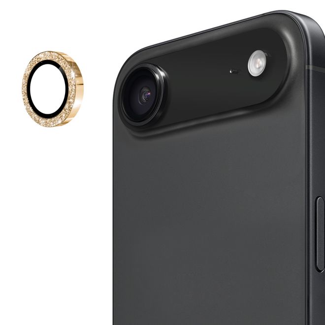 Enkay - iPhone Air Kamera Glas - Glitter Metall Ring - gold