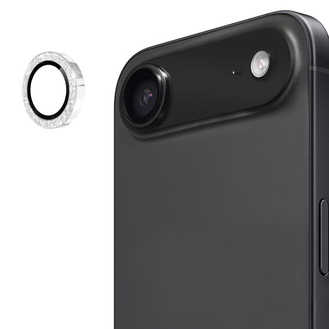 Enkay - iPhone Air Kamera Glas - Glitter Metall Ring - silber