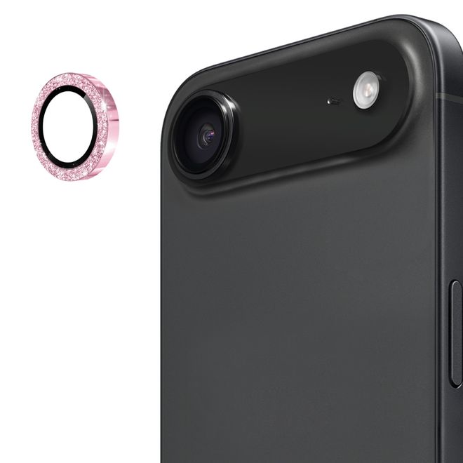 Enkay - iPhone Air Kamera Glas - Glitter Metall Ring - rosa
