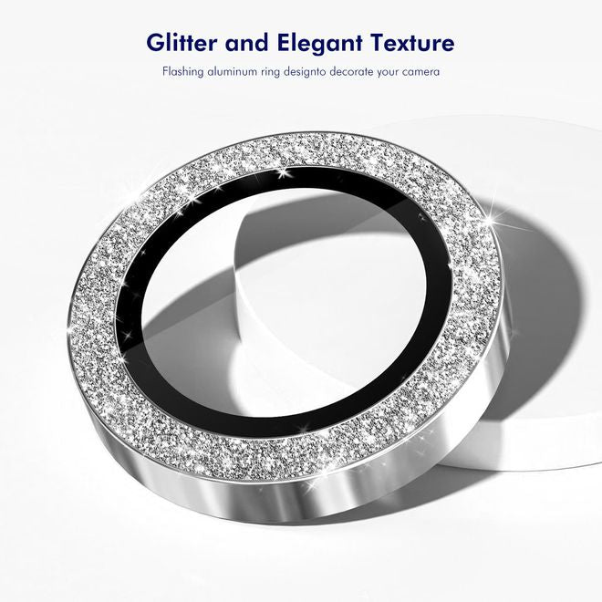 Enkay - iPhone 17 Pro / 17 Pro Max Kamera Glas - Glitter Metall Ring - schwarz
