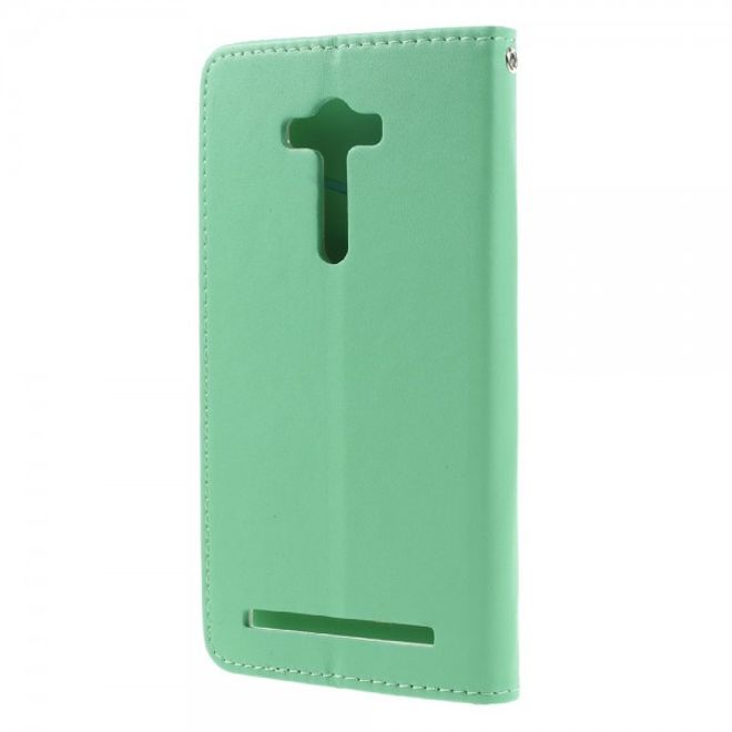 Roar Korea - Asus Zenfone 2 Laser 5.5 Case - Leder Flip Hülle - mit Standfunktion - cyan