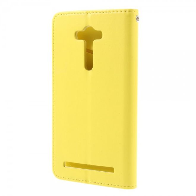 Roar Korea - Asus Zenfone 2 Laser 5.5 Case - Leder Flip Hülle - mit Standfunktion - gelb