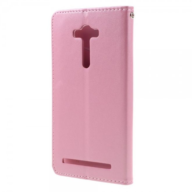 Roar Korea - Asus Zenfone 2 Laser 5.5 Case - Leder Flip Hülle - mit Standfunktion - pink