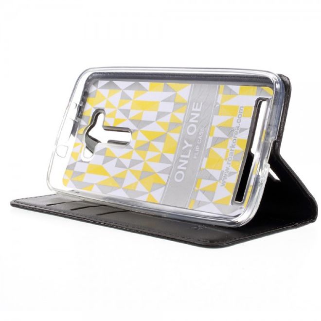 Roar Korea - Asus Zenfone 2 Laser 5.5 Case - Leder Flip Hülle - mit Standfunktion - schwarz