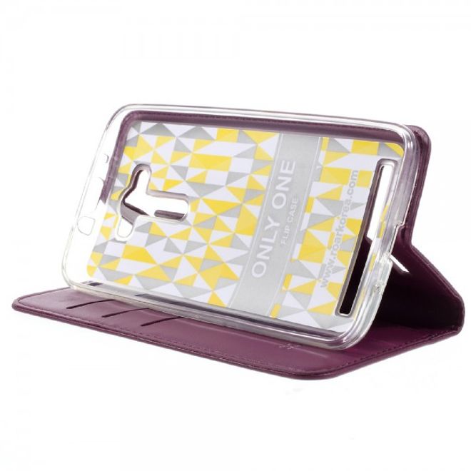 Roar Korea - Asus Zenfone 2 Laser 5.5 Case - Leder Flip Hülle - mit Standfunktion - weinrot