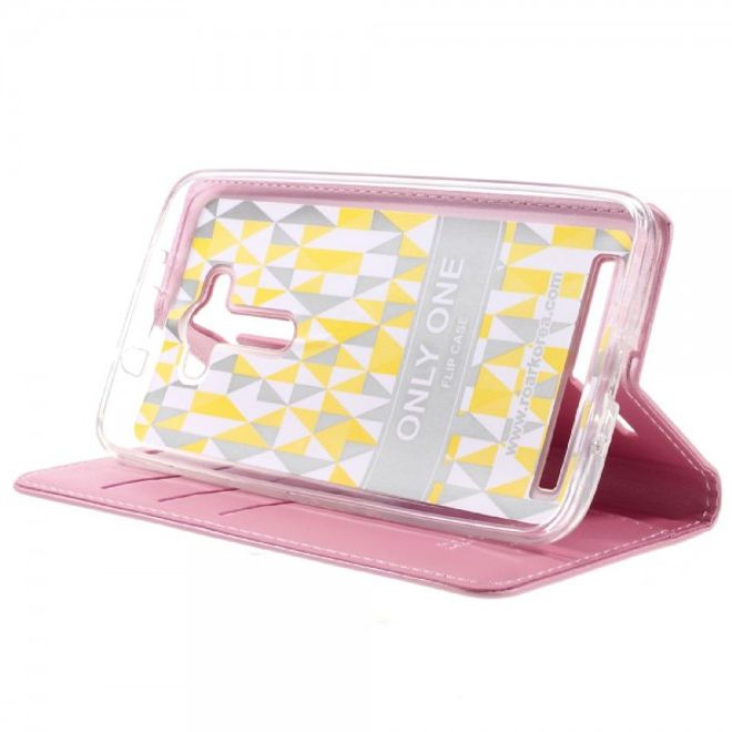Roar Korea - Asus Zenfone 2 Laser 5.5 Case - Leder Flip Hülle - mit Standfunktion - pink