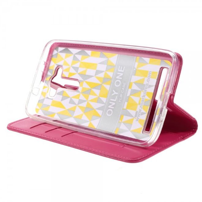 Roar Korea - Asus Zenfone 2 Laser 5.5 Case - Leder Flip Hülle - mit Standfunktion - rosa
