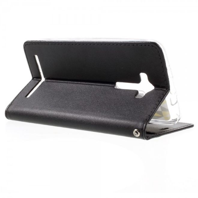 Roar Korea - Asus Zenfone 2 Laser 5.5 Case - Leder Flip Hülle - mit Standfunktion - schwarz