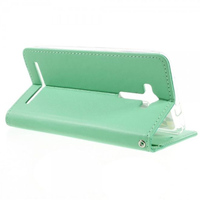 Roar Korea - Asus Zenfone 2 Laser 5.5 Case - Leder Flip Hülle - mit Standfunktion - cyan