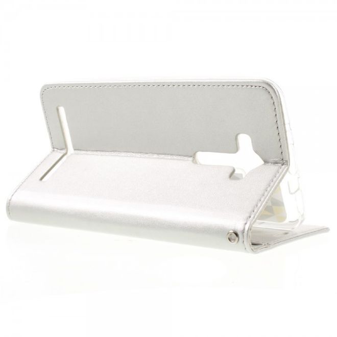 Roar Korea - Asus Zenfone 2 Laser 5.5 Case - Leder Flip Hülle - mit Standfunktion - weiss