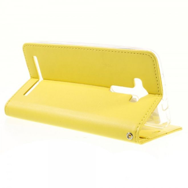 Roar Korea - Asus Zenfone 2 Laser 5.5 Case - Leder Flip Hülle - mit Standfunktion - gelb