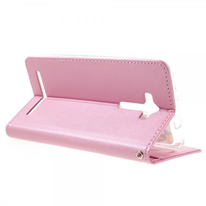 Roar Korea - Asus Zenfone 2 Laser 5.5 Case - Leder Flip Hülle - mit Standfunktion - pink