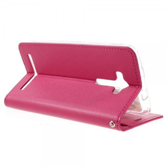 Roar Korea - Asus Zenfone 2 Laser 5.5 Case - Leder Flip Hülle - mit Standfunktion - rosa