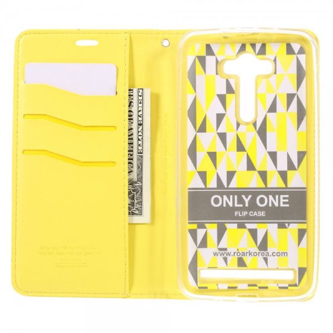 Roar Korea - Asus Zenfone 2 Laser 5.5 Case - Leder Flip Hülle - mit Standfunktion - gelb