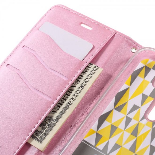 Roar Korea - Asus Zenfone 2 Laser 5.5 Case - Leder Flip Hülle - mit Standfunktion - pink