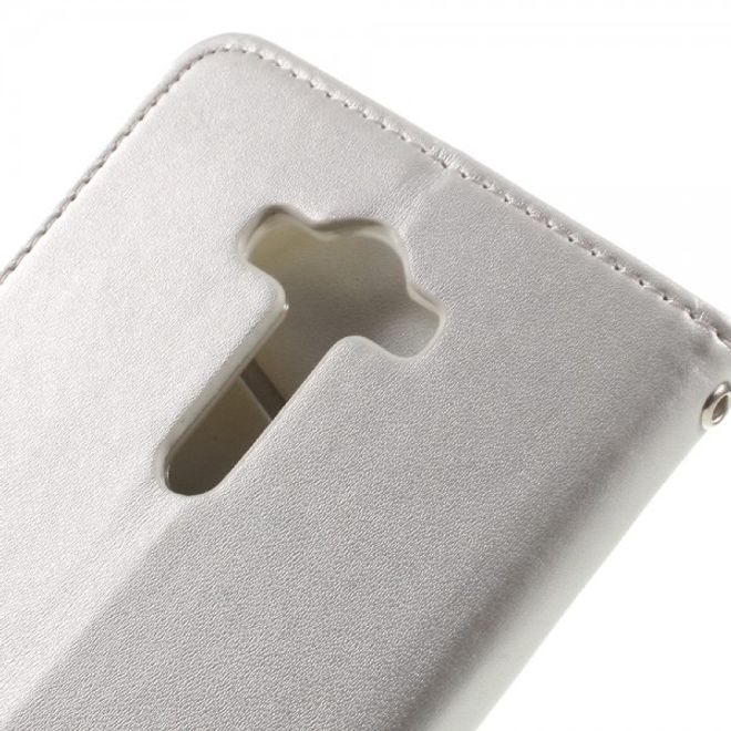 Roar Korea - Asus Zenfone 2 Laser 5.5 Case - Leder Flip Hülle - mit Standfunktion - weiss