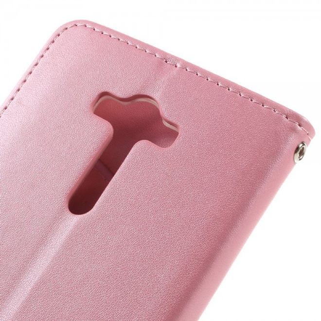 Roar Korea - Asus Zenfone 2 Laser 5.5 Case - Leder Flip Hülle - mit Standfunktion - pink
