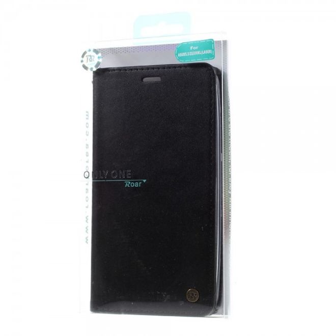 Roar Korea - Asus Zenfone 2 Laser 5.5 Case - Leder Flip Hülle - mit Standfunktion - schwarz