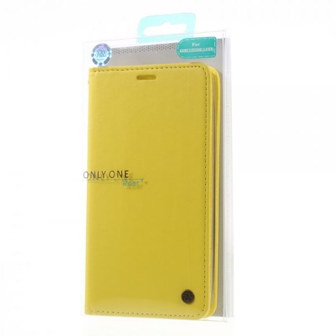 Roar Korea - Asus Zenfone 2 Laser 5.5 Case - Leder Flip Hülle - mit Standfunktion - gelb