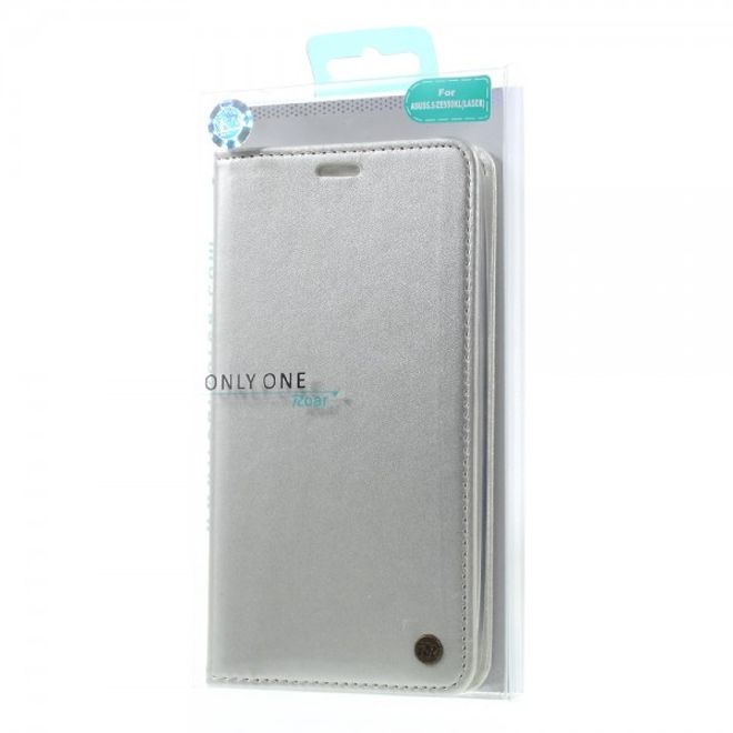 Roar Korea - Asus Zenfone 2 Laser 5.5 Case - Leder Flip Hülle - mit Standfunktion - weiss