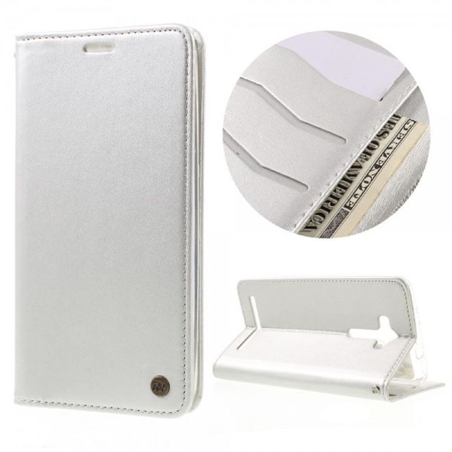 Roar Korea - Asus Zenfone 2 Laser 5.5 Case - Leder Flip Hülle - mit Standfunktion - weiss