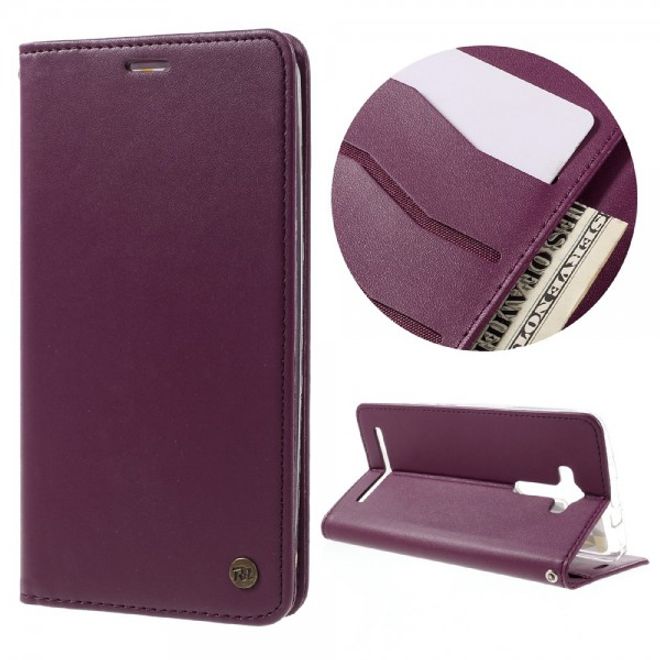 Roar Korea - Asus Zenfone 2 Laser 5.5 Case - Leder Flip Hülle - mit Standfunktion - weinrot
