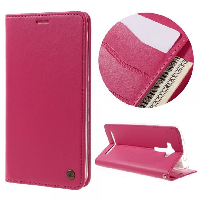 Roar Korea - Asus Zenfone 2 Laser 5.5 Case - Leder Flip Hülle - mit Standfunktion - rosa