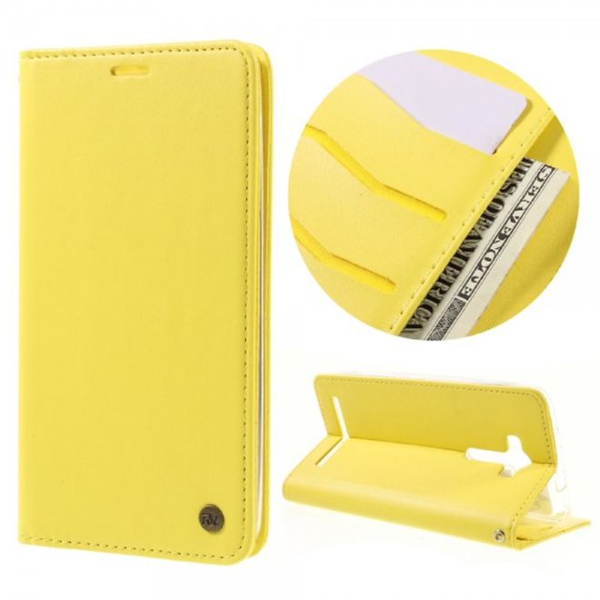 Roar Korea - Asus Zenfone 2 Laser 5.5 Case - Leder Flip Hülle - mit Standfunktion - gelb