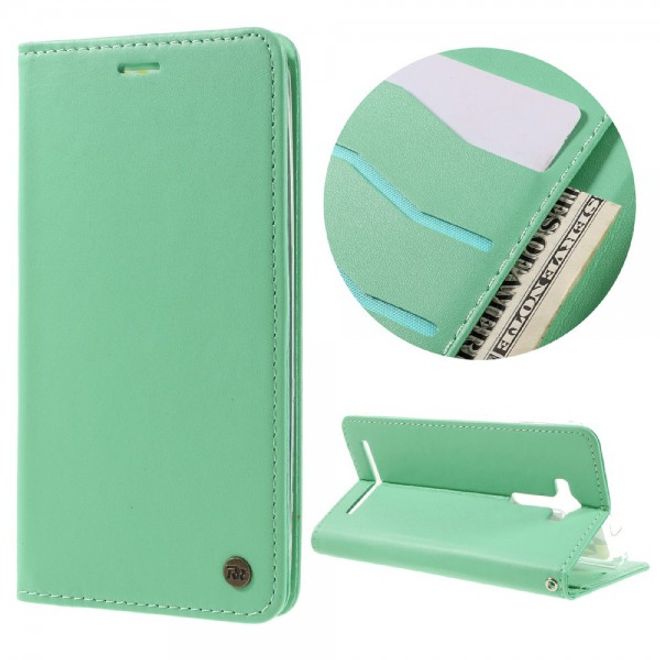 Roar Korea - Asus Zenfone 2 Laser 5.5 Case - Leder Flip Hülle - mit Standfunktion - cyan