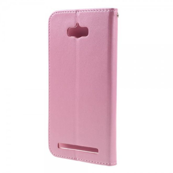 Roar Korea - Asus Zenfone Max Case - Leder Flip Hülle - mit Standfunktion - pink