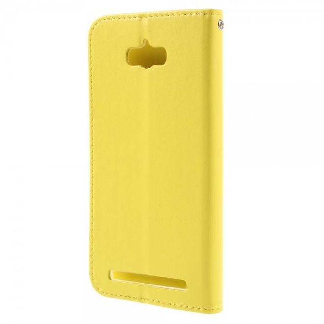 Roar Korea - Asus Zenfone Max Case - Leder Flip Hülle - mit Standfunktion - gelb