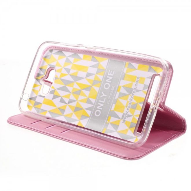 Roar Korea - Asus Zenfone Max Case - Leder Flip Hülle - mit Standfunktion - pink